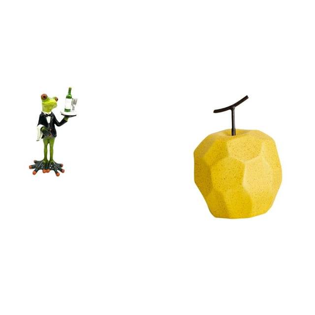 Escultura de rana de con forma de fruta, figura creativa de animal, adorno geométrico de mesa, coleccionable decorativo para chimenea, regal