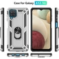 thumbnail image 2 of Grade Drop Impact for Samsung Galaxy A12 Case Galaxy A12 5G Case 360 Metal Rotating Ring Kickstand Holder  Heavy Duty Shockproof Case for Galaxy A12 5G Phone Case (Silver), 2 of 14