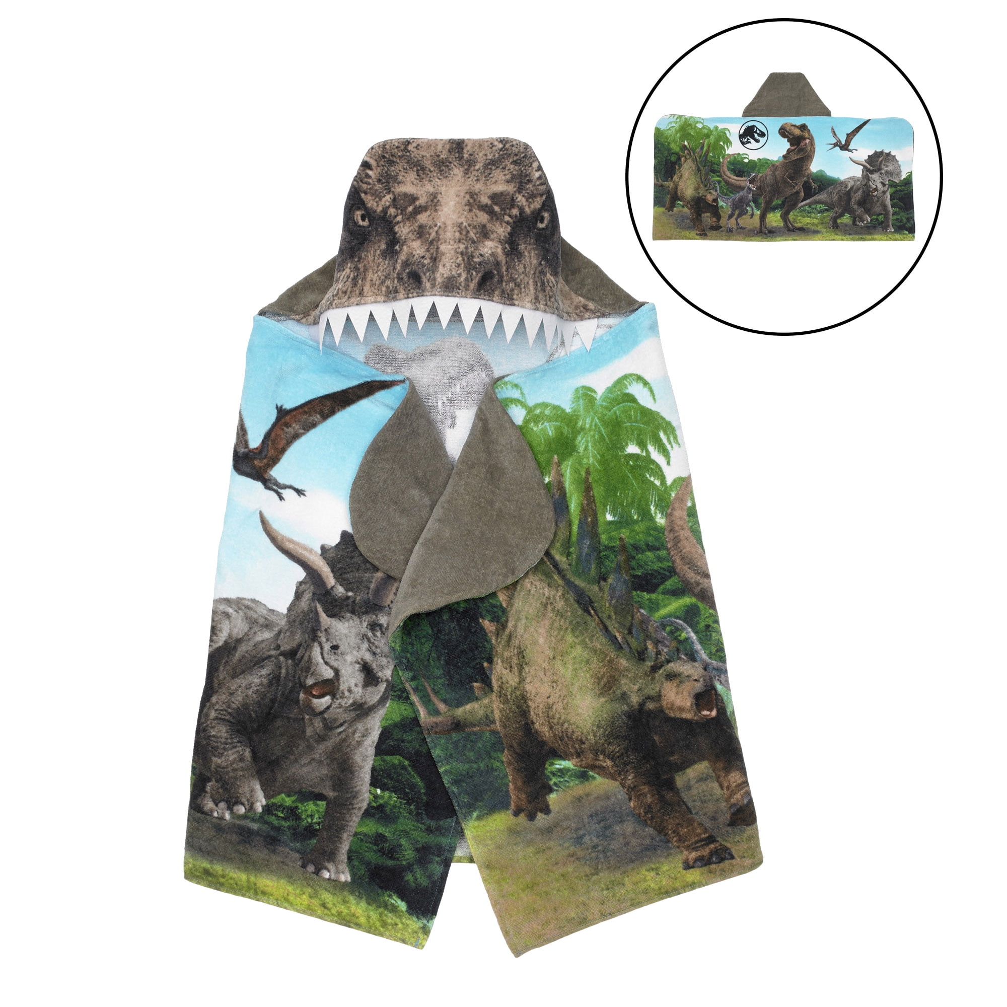 Jurassic World T-Rex Kids Hooded Towel, Cotton, Universal