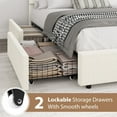 thumbnail image 6 of Twin Size Metal Bed Frame with Storage Drawers, Upholstered Boucle Platform Bed with Round Headboard, Heavy Duty & Noise Free, No Box Spring Needed, Beige with Sturdy Steel Slats, 6 of 8