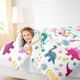 thumbnail image 4 of Homewish Kawaii Dinosaur 3 Pieces Queen Comforter Set for Children Teens Girls,Cute Animal Ultra Soft Bedding Sets,Cartoon Animal Dino Bedding Comforter Set,Super Cozy Room Decor,Reversible, 4 of 8