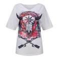 thumbnail image 4 of Blusa étnica con estampado geométrico y cuello en V de manga corta occidental Retro informal para mujer Pompotops hkajfhjk458550, 4 of 8