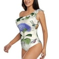 thumbnail image 2 of Easygdp Vintage Flower Women's One Shoulder Ruffle Monokini Bathing Suits with Removable Chest Pad, Quick Drying - X-Large, 2 of 8