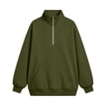 thumbnail image 4 of vdgthytj Sweatshirts for Women Long Sleeve Lapel Collar Quarter Zip Oversized Drop Shoulder Fashion Fall Athleisure Pullover Tops with Pocket(Large,Army Green), 4 of 8