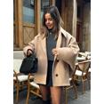 thumbnail image 3 of Abrigo informal de lana con solapa para mujer, Chaqueta corta de gran tamaño con bolsillos, ropa de calle, otoño, 2024, 3 of 5