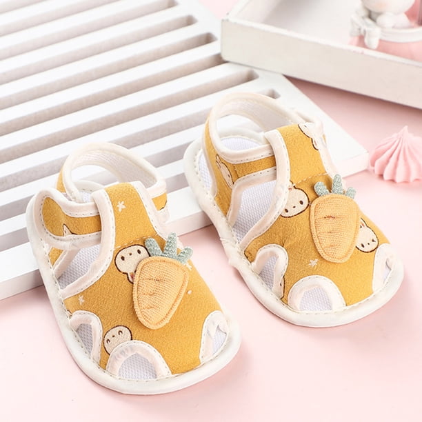 Puntoco Sandalias De Verano Para Bebés,Verano 0-1 Año Nuevos Zapatos Para Niños Pequeños Sandalias Antideslizantes Lindas Para Bebés Sandalias Con Fondo De Tela Amarillo Rábano 14