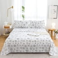 thumbnail image 2 of Double Brushed Bed Sheet Set Full Size - 4pc, Super Soft Cooling 1800 Microfiber Snow Snowflakes Bedding, 2 of 5