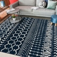 thumbnail image 5 of CAMILSON Crystal Navy Blue Area Rug 5'3"x7' Boho for Living Room Bedroom Dining Room Navy Blue / Cream Indoor Area Rugs, 5 of 10