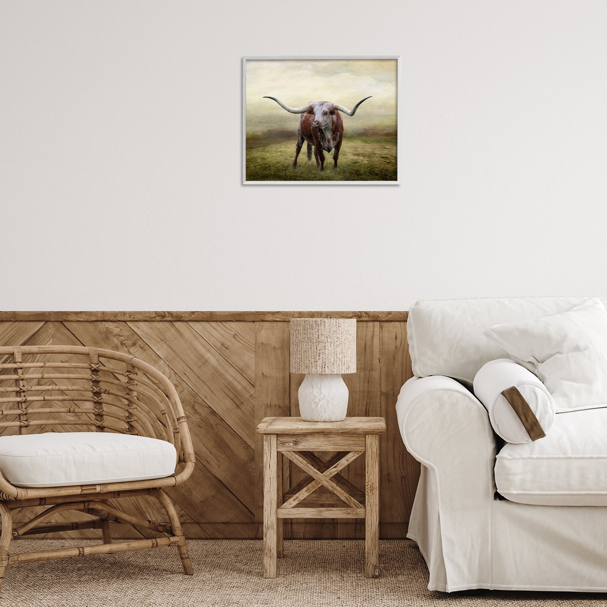 Stupell Industries Pride Of The Longhorn Animals & Insects Photography White Framed Art Print Wall Art, 20 x 16