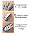 thumbnail image 4 of Organizador de ropa interior con divisor de cajones, juego de 3, incluye compartimentos plegables para armario, cajones y cajas de almacenamiento de 6, 7 y 11 celdas., 4 of 8