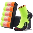 thumbnail image 6 of LWFBDTK Women Athletic Crew Socks, 5-Pairs, Cushioned Breathable Running Socks, Size L (9-12.5), Green, 6 of 8