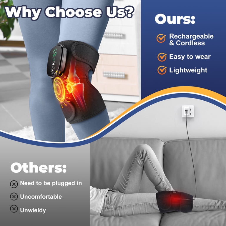 Electric Knee Massage Infrared Heat Air Pressure Vibration Massager Pain Relief