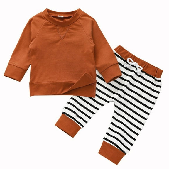 IROINNID Infant Girl's Outfits Long Sleeve Tops Striped Pants Set