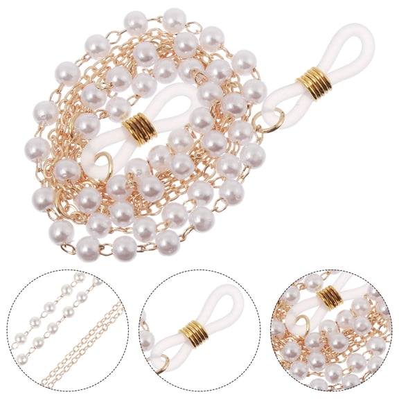 Raindrops 2Pack Glasses Straps Eyeglass Chain Pearl String Metal Silicone for Eyewear Banquet