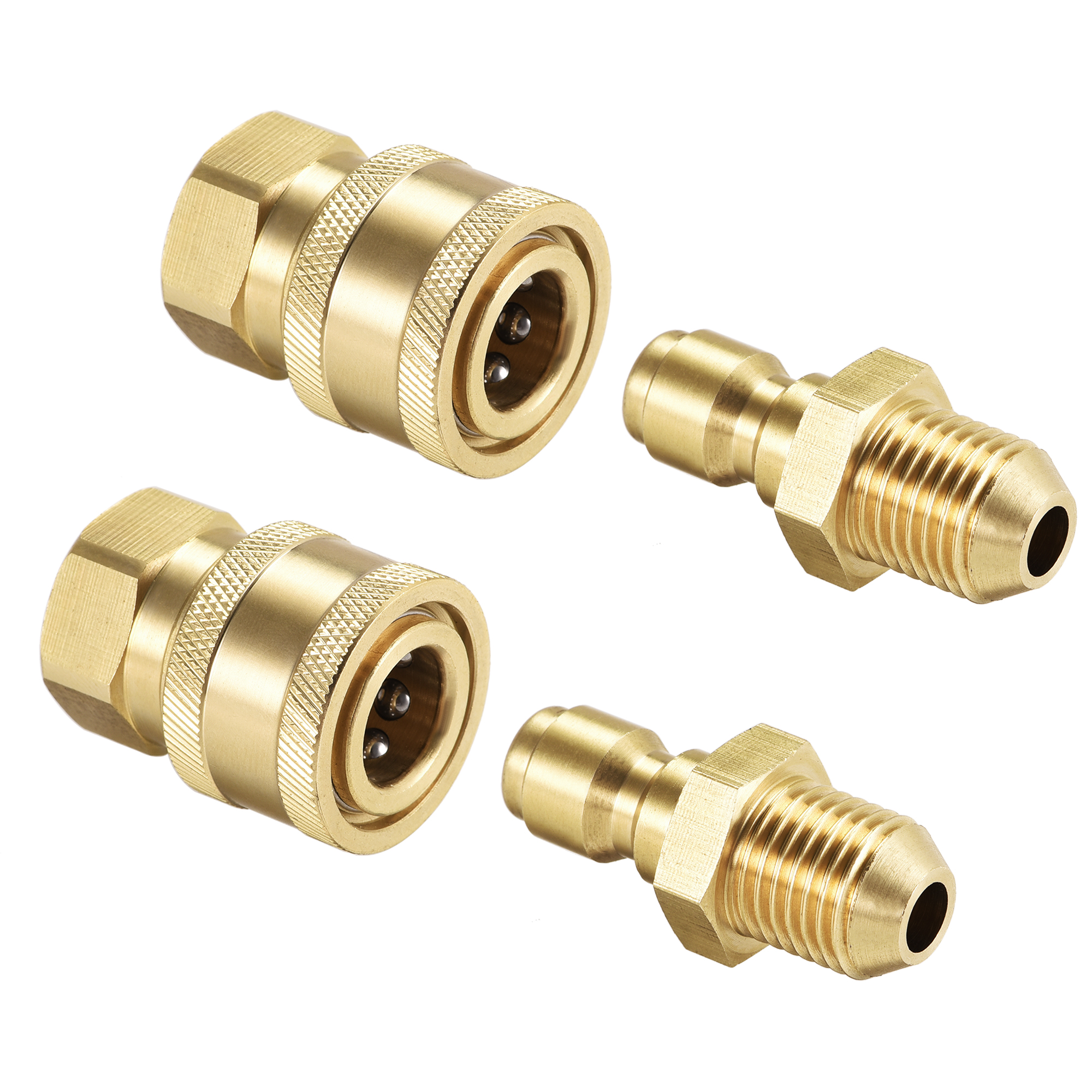 Sourcing Map Set Raccordi Quick Connect In Ottone Per Tubo Da Giardino - Filettatura Femmina M18 E M14x1.5
