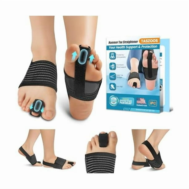 wonima11 Hammer Toe Corrector for Women & Men - Non-Slip Hammer Toe Straightener for Resting, Standing, Walking - Toe Splint Relief for Curled, Broken Support (1 Compression Foot Wrap & 1 Strap)