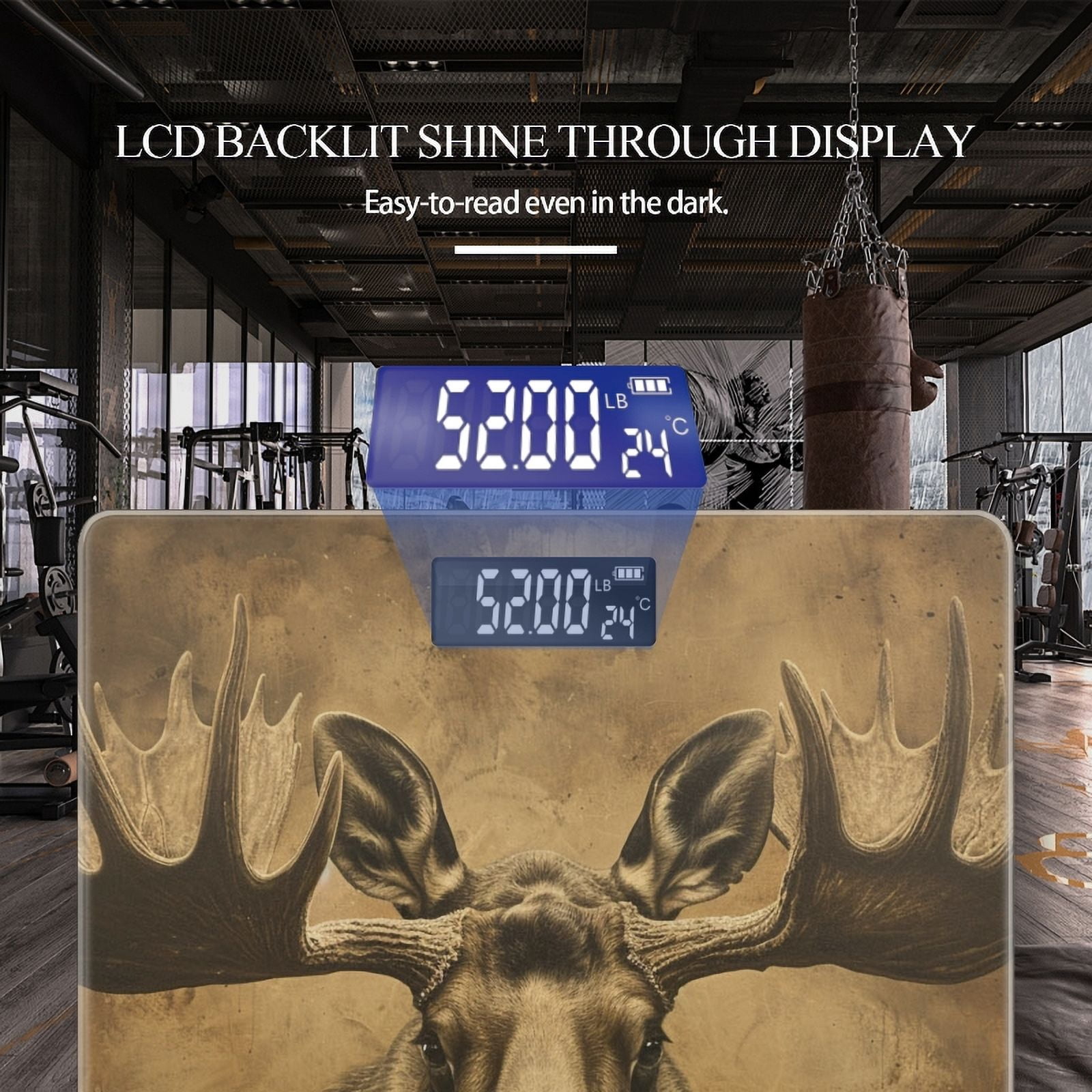 Bathroom Scale, Highly Accurate Digital Body Scale,Precisely Measures Weight up to 400 lbs-Oil Painting Of Moose With Large Antlers