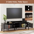 thumbnail image 5 of Black TV Stand, Mid Century Modern Entertainment Center with Storage, TV Table with Fluted Door Cabinets and Open Adjustable Shelves for Livingroom, Bedroom, 5 of 16