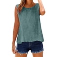 thumbnail image 6 of WULMLEO Cotton Linen Tank Tops for Women - Sleeveless Crewneck Summer Gauzy Shirts Loose Fit Casual Beach Vacation Camisole Mint Green S, 6 of 8