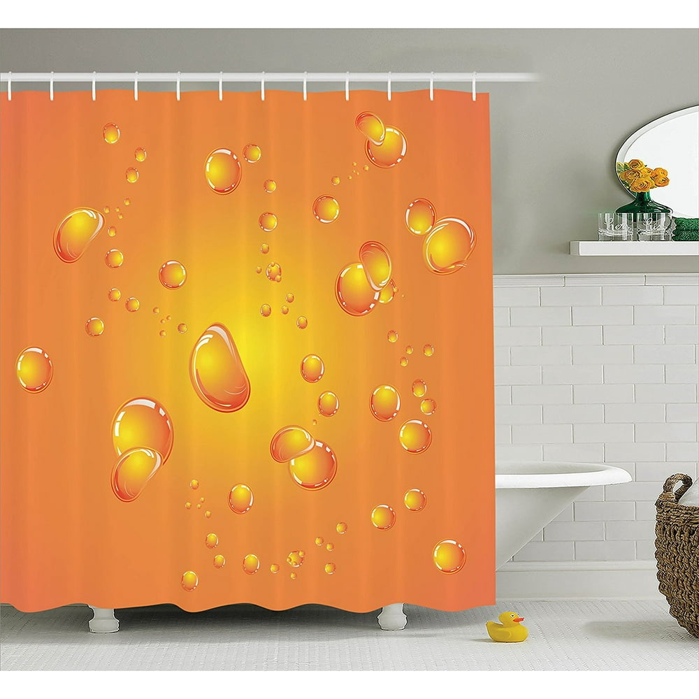 Burnt Orange Decor Shower Curtain by , Beer like Bubbles on Close Up