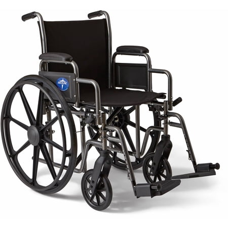 Medline K3 Basic Lightweight Wheelchair, 18" Wide Seat, Desk-Length Arms, Swing Away Footrests