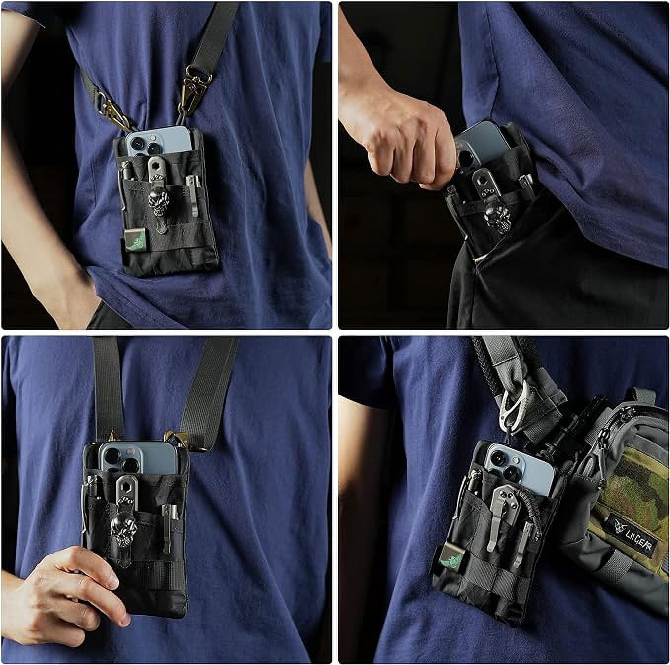 VIPERADE VE1 X-Pac Pocket Organizer, EDC Pouch for Men, EDC Pocket Organizer Storage EDC Gears, Best EDC Organizer to Hold Your Flashlight/Pocket Knife, Tactical Pen, Notebook (X-pac-Black)