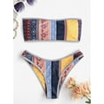 thumbnail image 2 of ZAFUL Women Swimsuit Lace Up Flower Strapless Bikini Set Multi-B L, 2 of 6