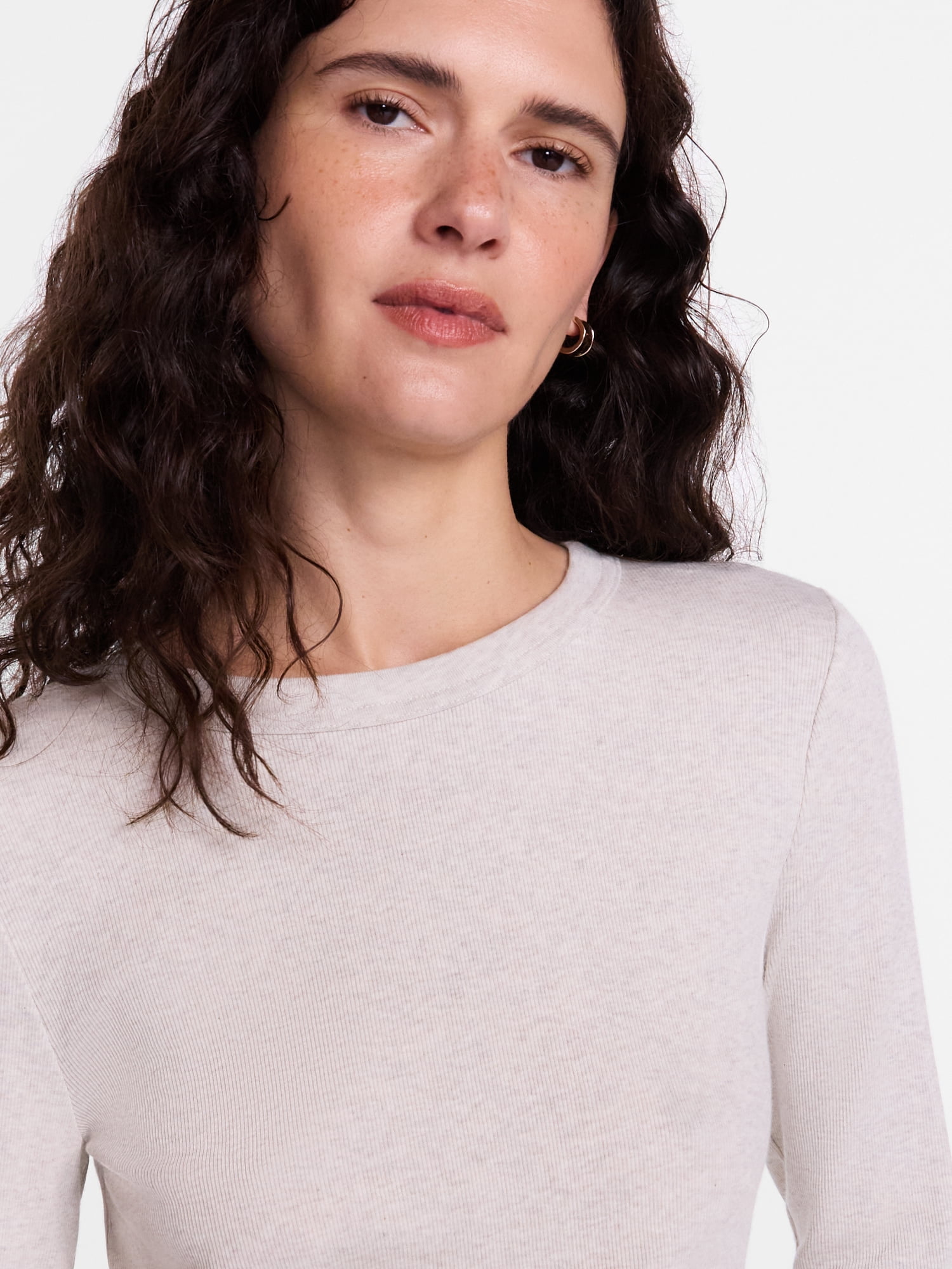 Scenario Women's and Women's Plus Rib Tee with Long Sleeves, Sizes XS-4X