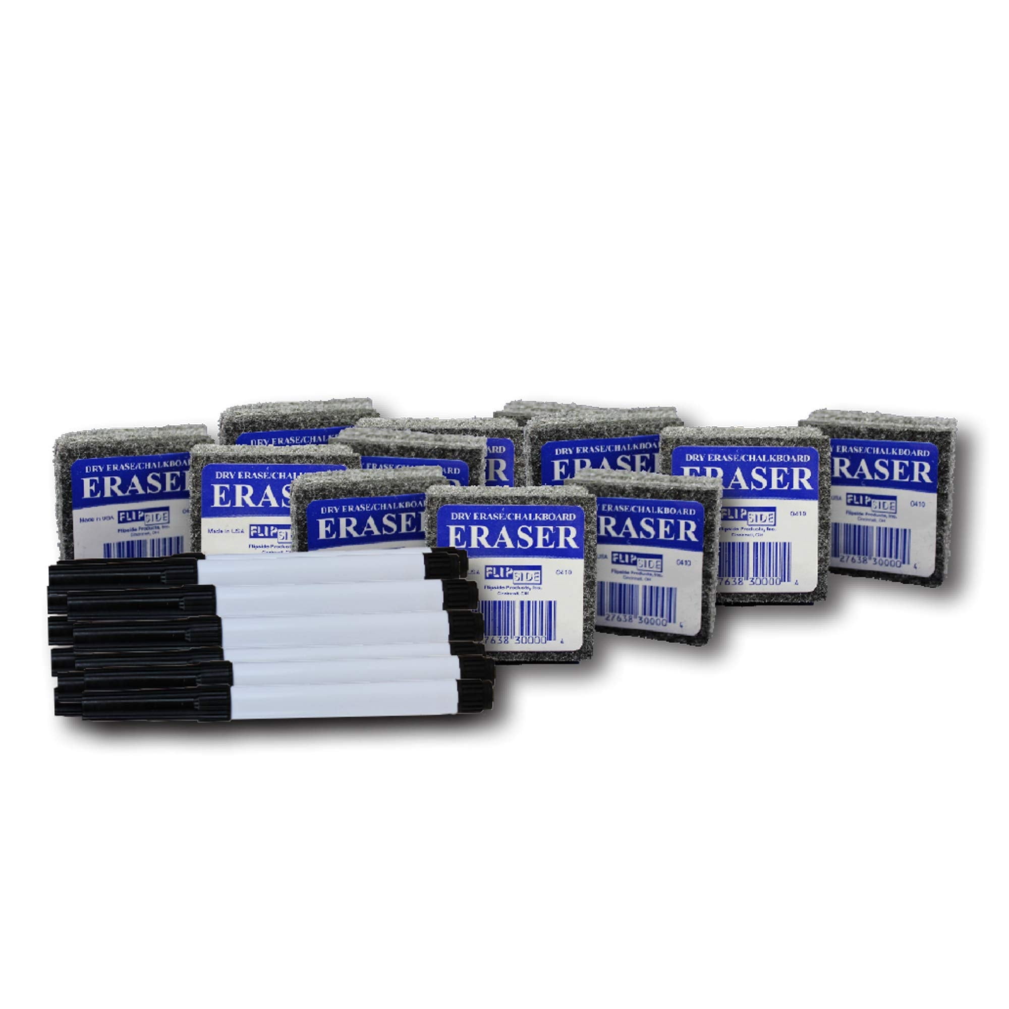 Classroom, Student Accessories Set Of 12 Erasers And 12 Black Markers