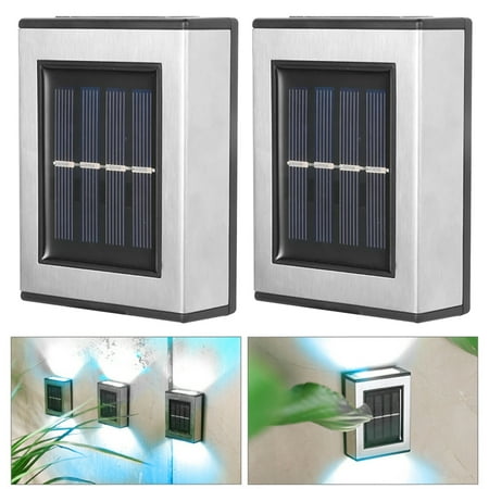 

Eummy 2pcs Solar Wall Light for Outdoor LED Solar Stair Light UP and Down Illuminate Light Auto ON/OFF Solar Fence Light IP65 Waterproof Solar Deck Light for Patio Yard Garden Pathway