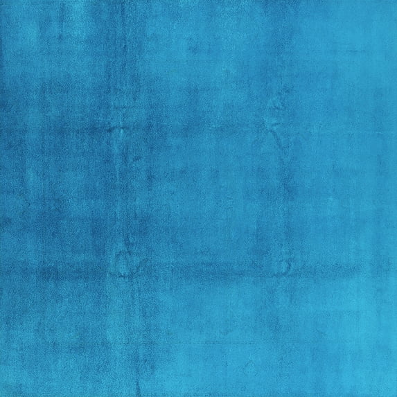Ahgly Company Machine Washable Indoor Square Oriental Turquoise Blue Industrial Area Rugs, 8' Square