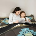 thumbnail image 5 of jejeloiu Vintage Aztec Rhombus Bedding Comforter Set,Brown Cyan White Twin Comforter Sets,Ancient Bohemian Geometric Bedding Set For Kids,Luxury Bedroom Decor Reversible,2 Pieces, 5 of 8
