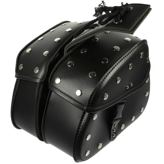 Moluckfu 2Pcs Sun Protection Motorcycle Saddle Bags Black Faux Leather for Riding