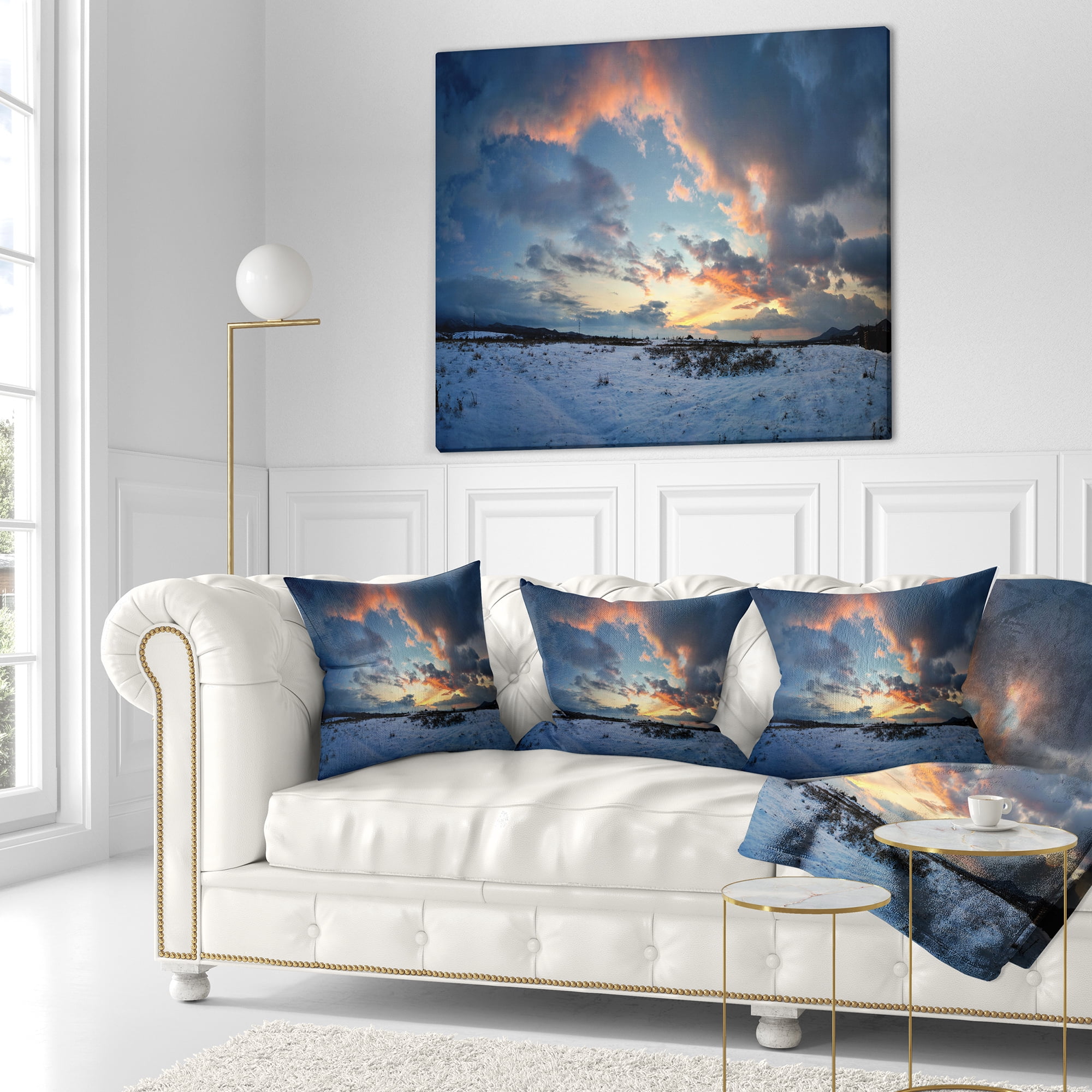 Designart Dark Winter Sky - Landscape Photography Throw Pillow - 18x18