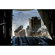 24"x36" Gallery Poster, Crews drop pallets of food and supplies from a U.S. Air Force C-130 Hercules