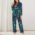 thumbnail image 3 of Junzan Christmas Print Womens Pajama Sets,Long Sleeve Button Down For Women Pjs 2 Piece, 3 of 9