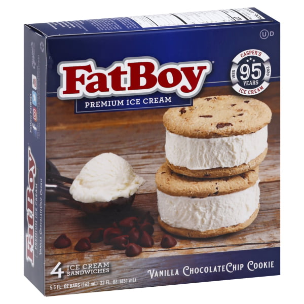 Fatboy Vanilla Chocolate Chip Cookie Ice Cream Sandwiches 4 Ea Walmart Com Walmart Com