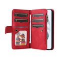 thumbnail image 2 of Multifunctional Case for Samsung S23 Plus,Card Slots[RFID Blocking],Durable Flip Folio Kickstand Magnetic Closure Leather Zipper Wallet Wrist Strap Shockproof Case for Samsung Galaxy S23 Plus, Red, 2 of 12
