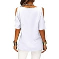 thumbnail image 3 of Womens Short Sleeve Tops Cold Shoulder Sexy Summer Tshirts Loose Casual Shirts Tee, 3 of 4