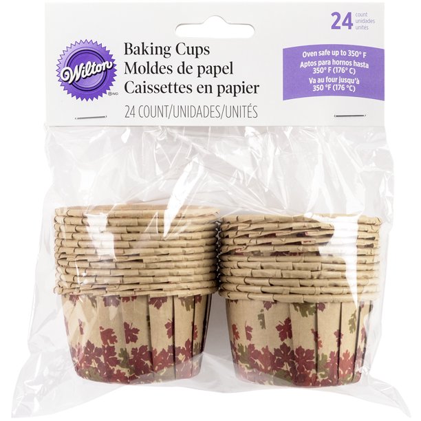 Wilton Autumn Leaves Kraft Paper Cupcake Liners, 24ct