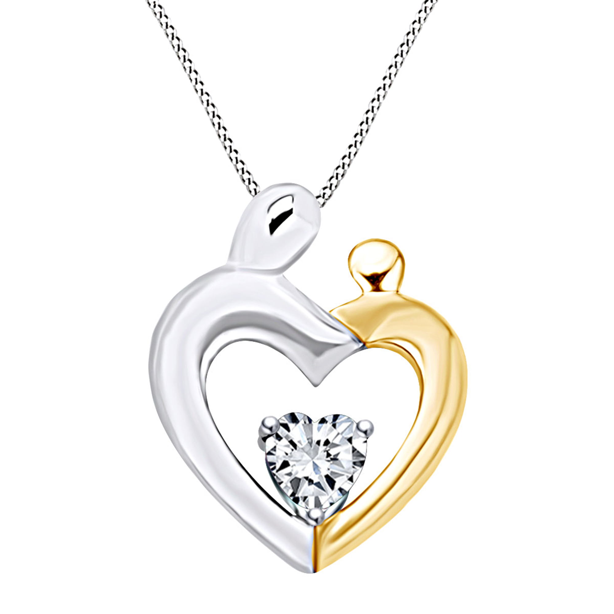 Jewel Zone US Mother's Day Jewelry Gift Heart Cut White Cubic