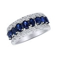 thumbnail image 2 of AFFY Oval Cut Simulated Blue Sapphire & White Cubic Zirconia Band Ring In 10k White Gold Ring Size-10, 2 of 2
