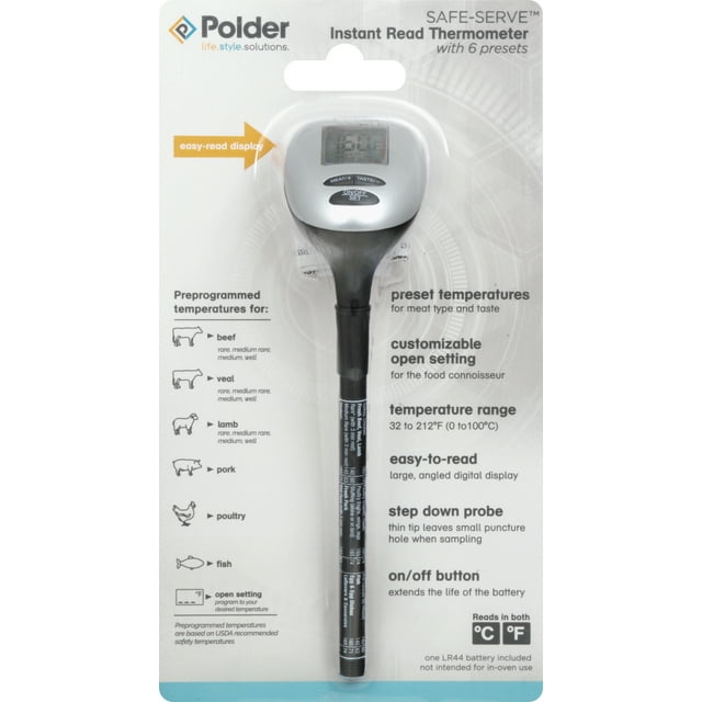 Polder Safe Serve Digital Instant Read Thermometer with 6 Preset