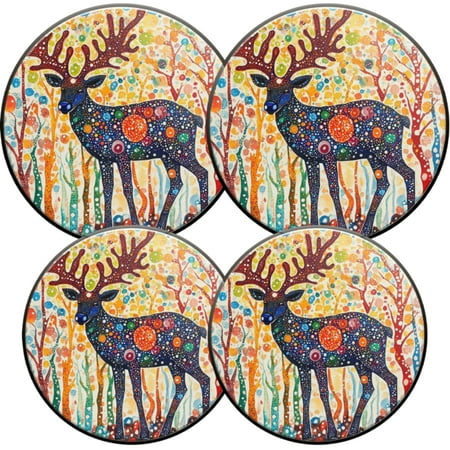 

Electric Stove Burner Covers 4 Pcs Round Gas Burner Cover 8 and 10 Inch Dreamy Deer with Polka Dots
