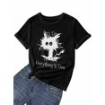 thumbnail image 7 of Women's T-Shirt It's Fine I'm Fine Everythimg Ls Fine Cute Cartoon Short Sleeve Casual Tee Classic Crew Neck T Shirt for Women Black, 3XL, 7 of 7
