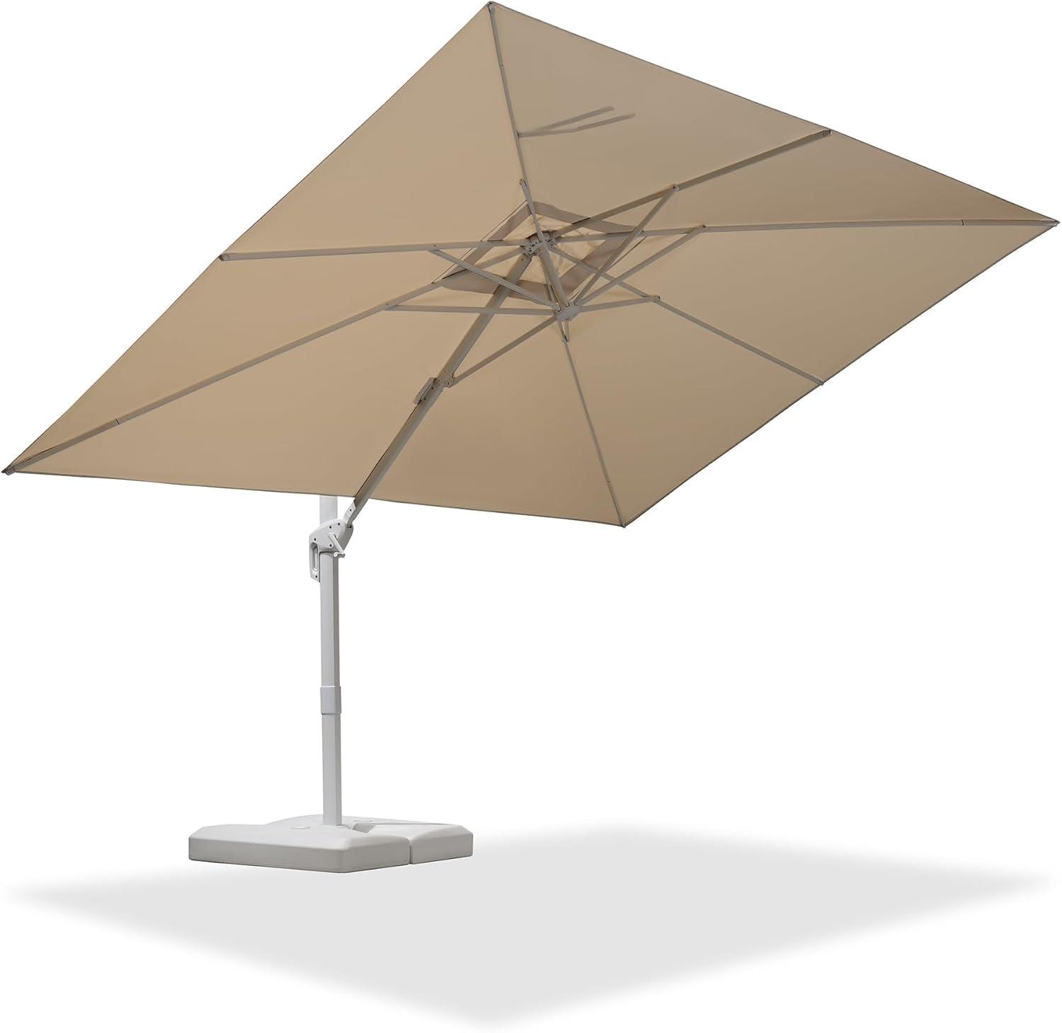 PURPLE LEAF 9 × 11.5 FT Patio Umbrella White Cantilever Offset Umbrella Rectangle Outdoor Umbrella with 360° Rotation for Garden Deck Pool, Beige