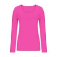 thumbnail image 4 of TKLPEHG Blouses for Women Dressy Casual Crew Neck Slim Tops Comfy Lightweight Long Sleeve T Shirt Fashion Solid Color Fall Tops Pullover (Hot Pink,S), 4 of 6