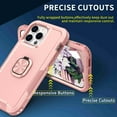 thumbnail image 4 of for iPhone 15 Pro Case, Rugged Shockproof Heavy Duty Soft TPU Rubber Bumper Hard PC Back Hybrid Protective Case [with Ring Stand] for iPhone 15 Pro (Without Screen Protector) - Rosegold, 4 of 10