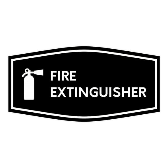 Fancy Fire Extinguisher Sign (Black) - Small