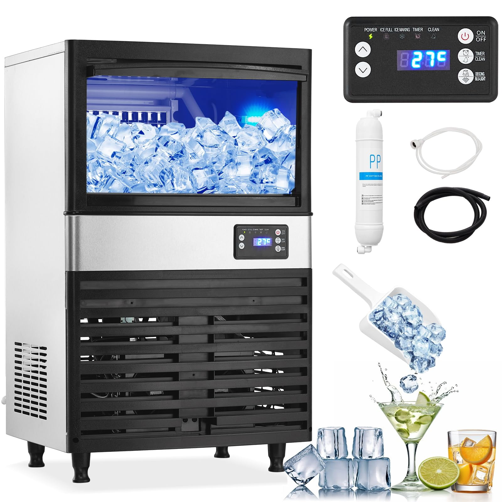 Towallmark Nugget Ice Maker – 68KG/24H Output Countertop Stainless Steel Ice Machine